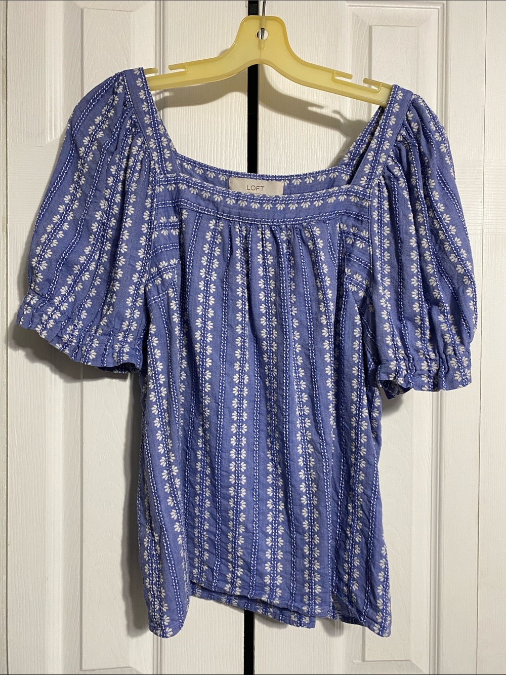 LOFT cotton cropped smock top shirt blouse size LARGE